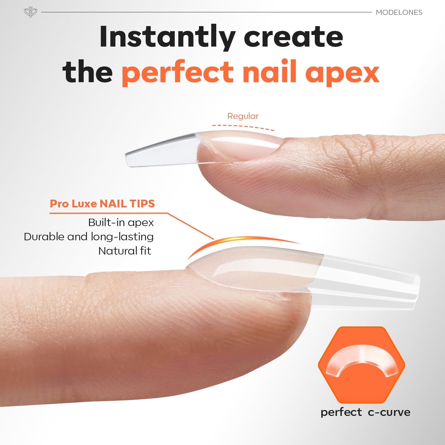 modelones Pro Luxe Instant Apex Nail Tips 15 Sizes, Medium Square Tips Gel Pre-building & Pre-etched Thicker Strength Acrylic Fake Nails Full Cover 240 Pcs - Image 2