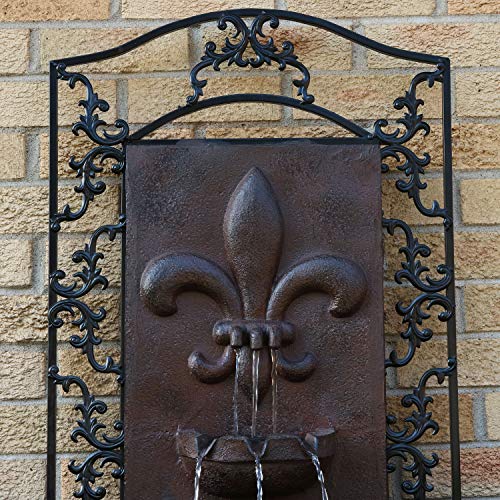 Sunnydaze French Lily Outdoor Wall Water Fountain Waterfall Wall