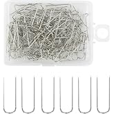 100 Pieces U Shaped Fork Pins for Sewing Double Blocking Pins U-Pins for Jewelry Display Craft DIY Multipurpose Straight Pins for Fabric Quilting Crafts Making Home Decor Needlecrafts Pin U Pin Needle