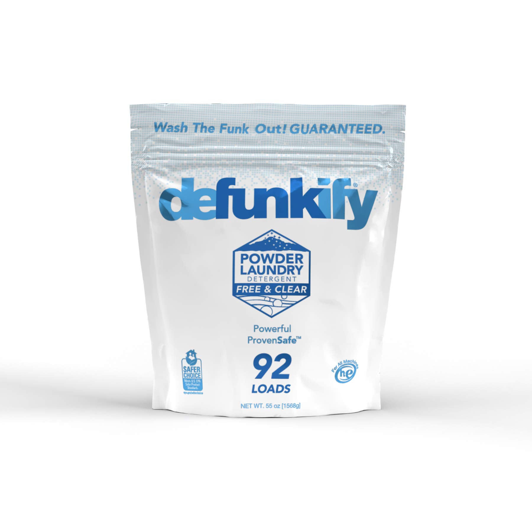 Laundry Detergent Powder, 92 Load/55oz. 'Free & Clear' Powder Laundry Detergent for Sensitive Skin. ProvenSafe™ Laundry Stripper Washing Detergent w/Odor & Stain Remover for Activewear & All Fabrics