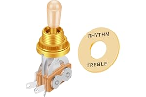 SAPHUE Guitar 3 Way Toggle Switch Position Short Straight Yellow Top Gold Knobs for Gibon Epiphone Les Paul Electric Guitar Parts Pickup Selector kit with Plate Rhythm Treble Washer Ring
