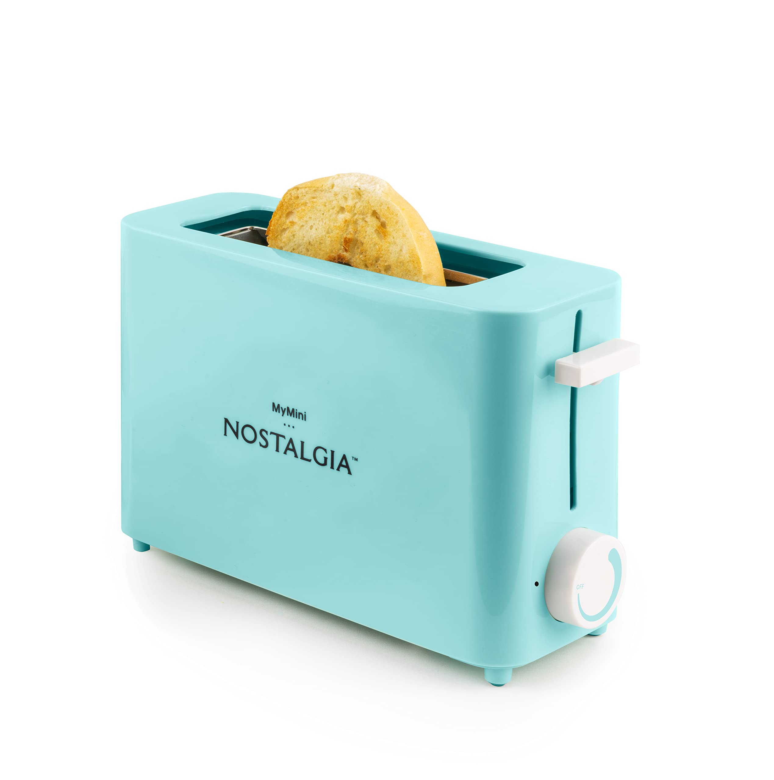 Photo 1 of Nostalgia MyMini Single Slice Toaster, Extra Wide Slot, Adjustable Temperature, Removable Crumb Tray, Aqua