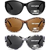Hubeye Bifocal Reading Sunglasses for Women 3 Packs,UV400 Sun Readers Glasses Outdoor Square Fashion Sunglasses +2.0