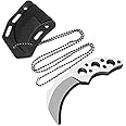 LFHC Small Claw Neck Fixed Blade Knife with Kydex Sheath, Necklace Mini EDC Knife Camping Tactical Pocket Knives, Survival Fishing Hunting Knife Outdoor Tools, Unique Gifts for Men and Women (White)