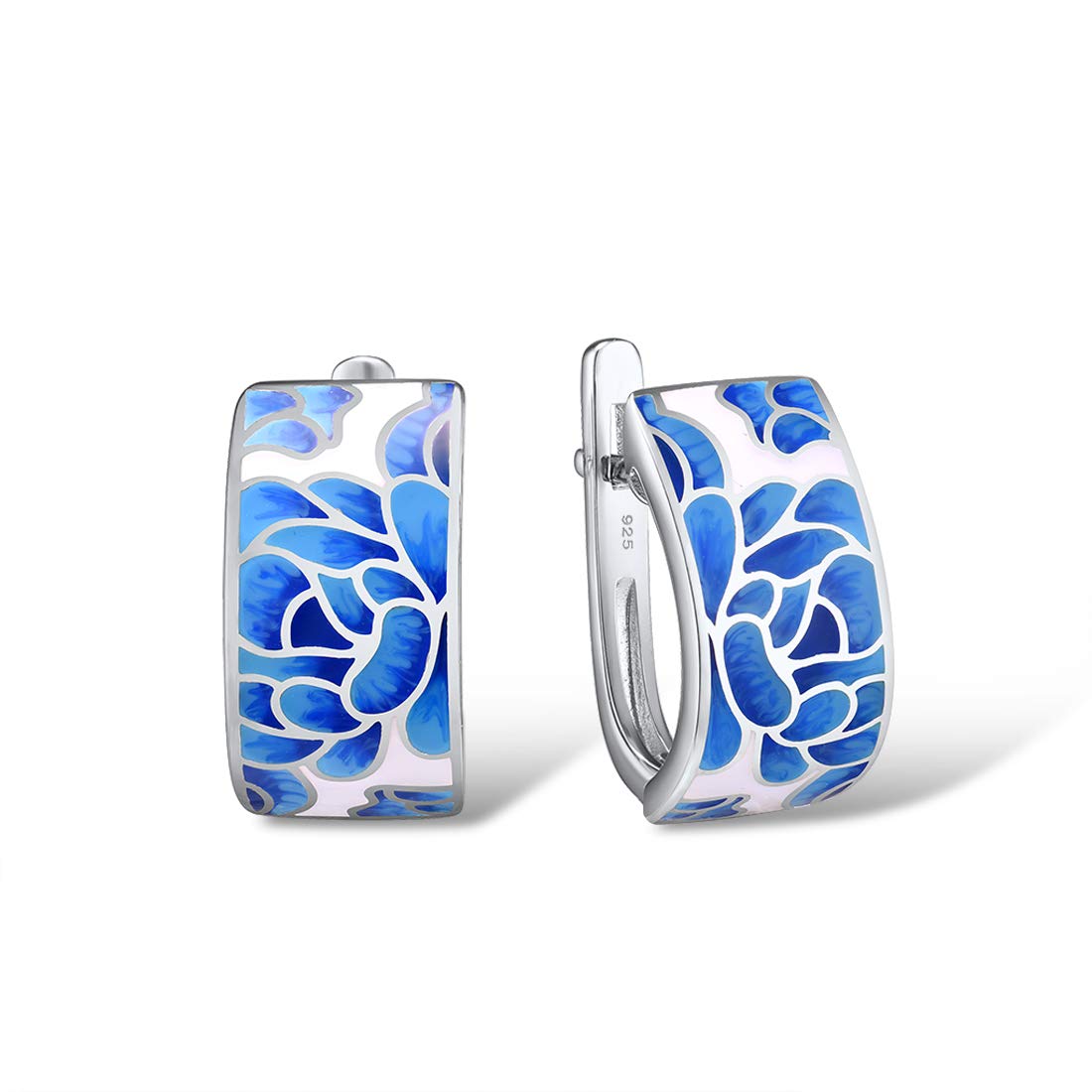 Santuzza Lotus Earrings 925 Sterling Silver Enamel Flower Dangle Earrings for Women