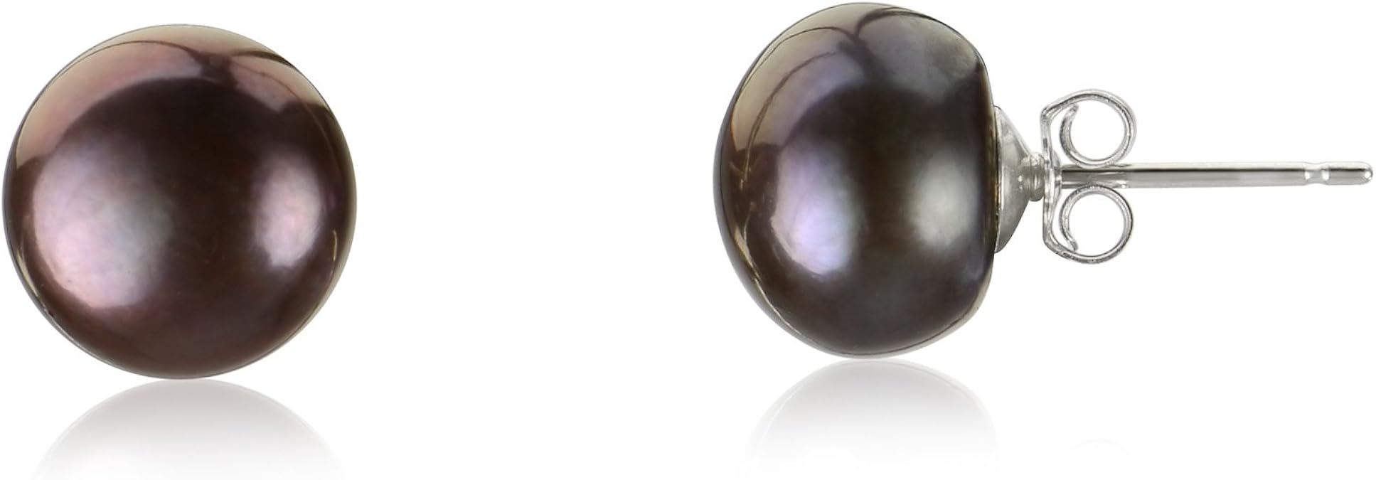 Amazon.com: 8-9mm Button Cultured Freshwater Pearl Stud Earring on .925
