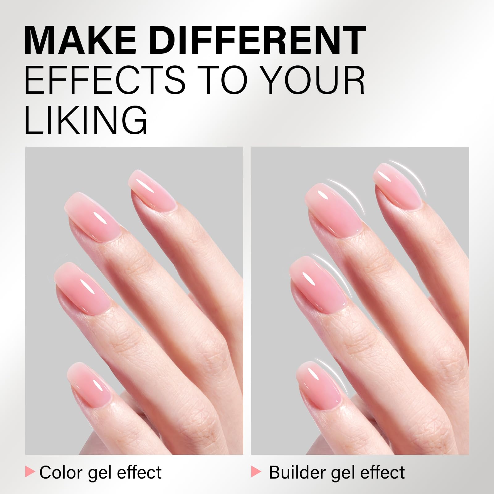 AILLSA Pink Builder Gel 7 In 1 Nude Hard Gel Polish for Nail Thickening Light Neutral Strengthener Gels Nail Polish Natural Color Sheer Extension U V for French Manicure Base Coat Needed 0.51 Oz - Image 2