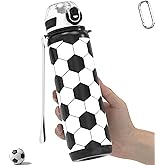 MYFOREST 32oz/1L Sport Water Bottle, Light Tritan, Quick-Open Chug Lid/Straw 2-in-1, Leak-Proof, Dishwasher-Safe, BPA-Free, Drop-Resist & Scratch-Resist for Travel/Gym/Office/Fan Gift (Soccer)