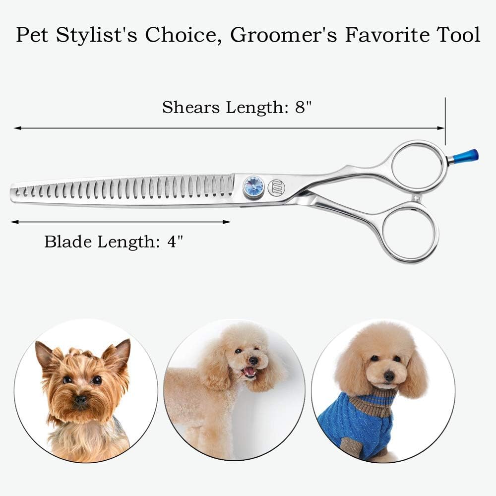 Dog Grooming Straight, Curved, Thinning/Blending/Chunking Scissors Kit, JP-440C Stainless Steel Pet Cat Hair Cutting/Trimming Shears - Image 4