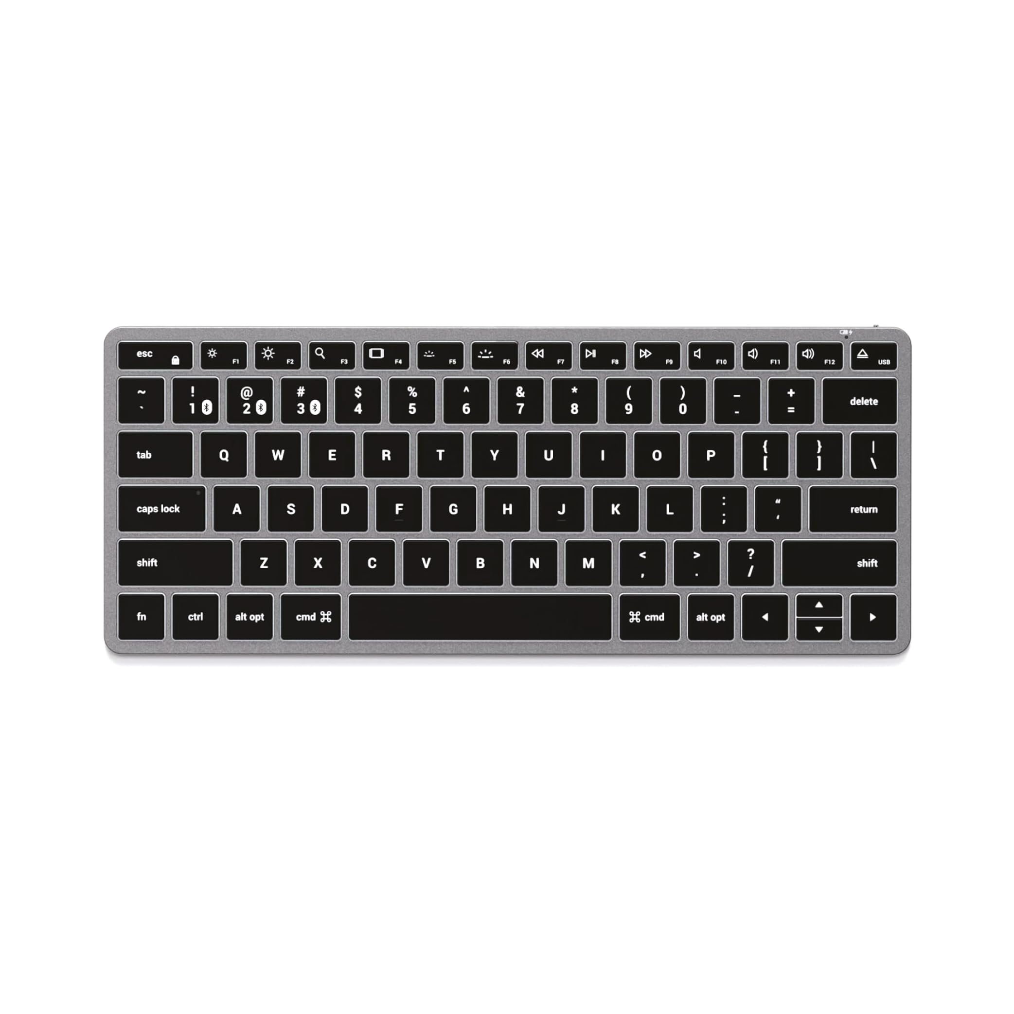 Satechi Slim X1 Bluetooth Wireless Keyboard, 𝗨𝗦 𝗤𝗪𝗘𝗥𝗧𝗬 𝗟𝗮𝘆𝗼𝘂𝘁, Backlit Multi-Device Design for MacBook Air & Pro M5 M4, Mac Mini, iPad Air & Pro, iMac and more – Space Grey — image 1