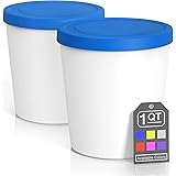 BALCI - Premium Ice Cream Containers (2 Pack - 1 Quart Each) Perfect Freezer Storage Tubs with Lids for Ice Cream, Sorbet and
