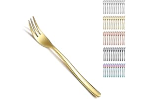 Kyraton Gold Dessert Forks 12 Pieces, 15.6cm Titanium Gold Plating Stainless Steel Cake Forks Cutlery Set, Tea Forks, Fruit F