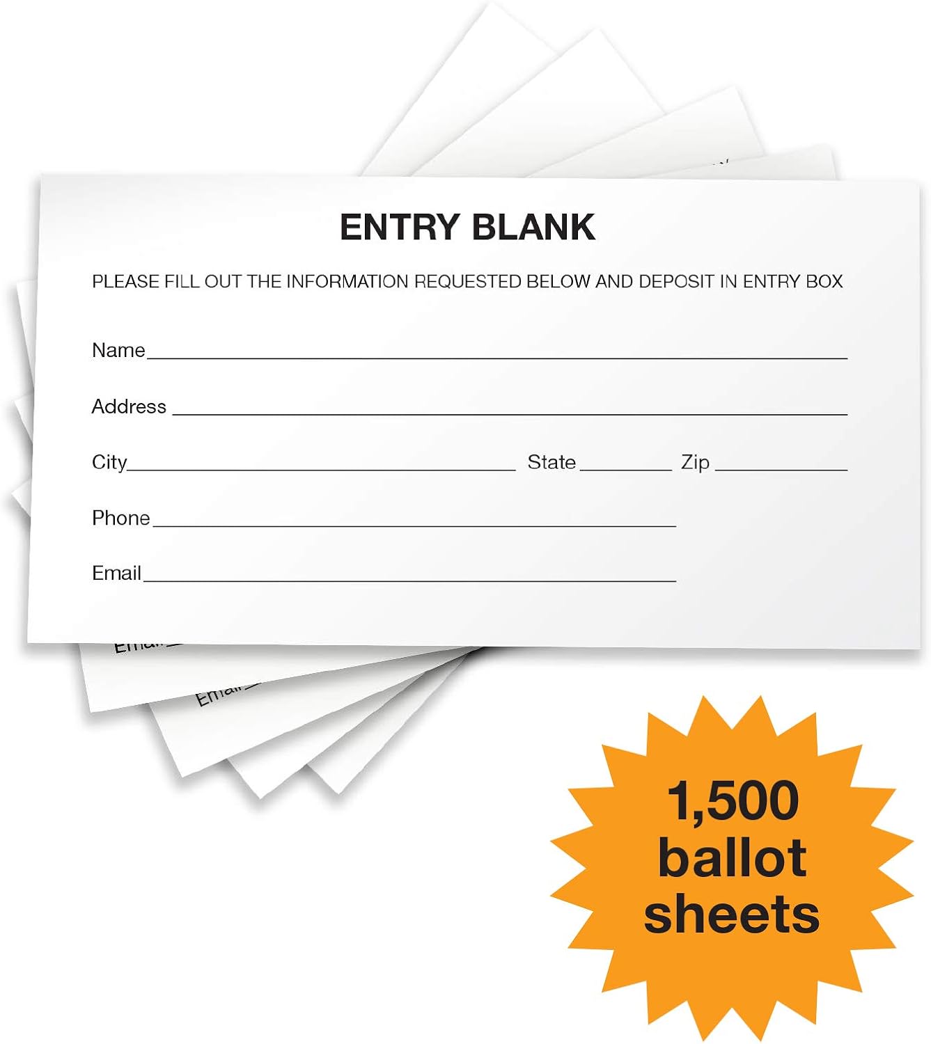 1500 Entry Forms - Includes 15 Blank Raffle Ticket Pads - (White) - GPP-0021