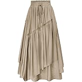 Scarlet Darkness Long Skirts for Women Renaissance Costume Pirate Maxi Skirt Plus Size with Pockets