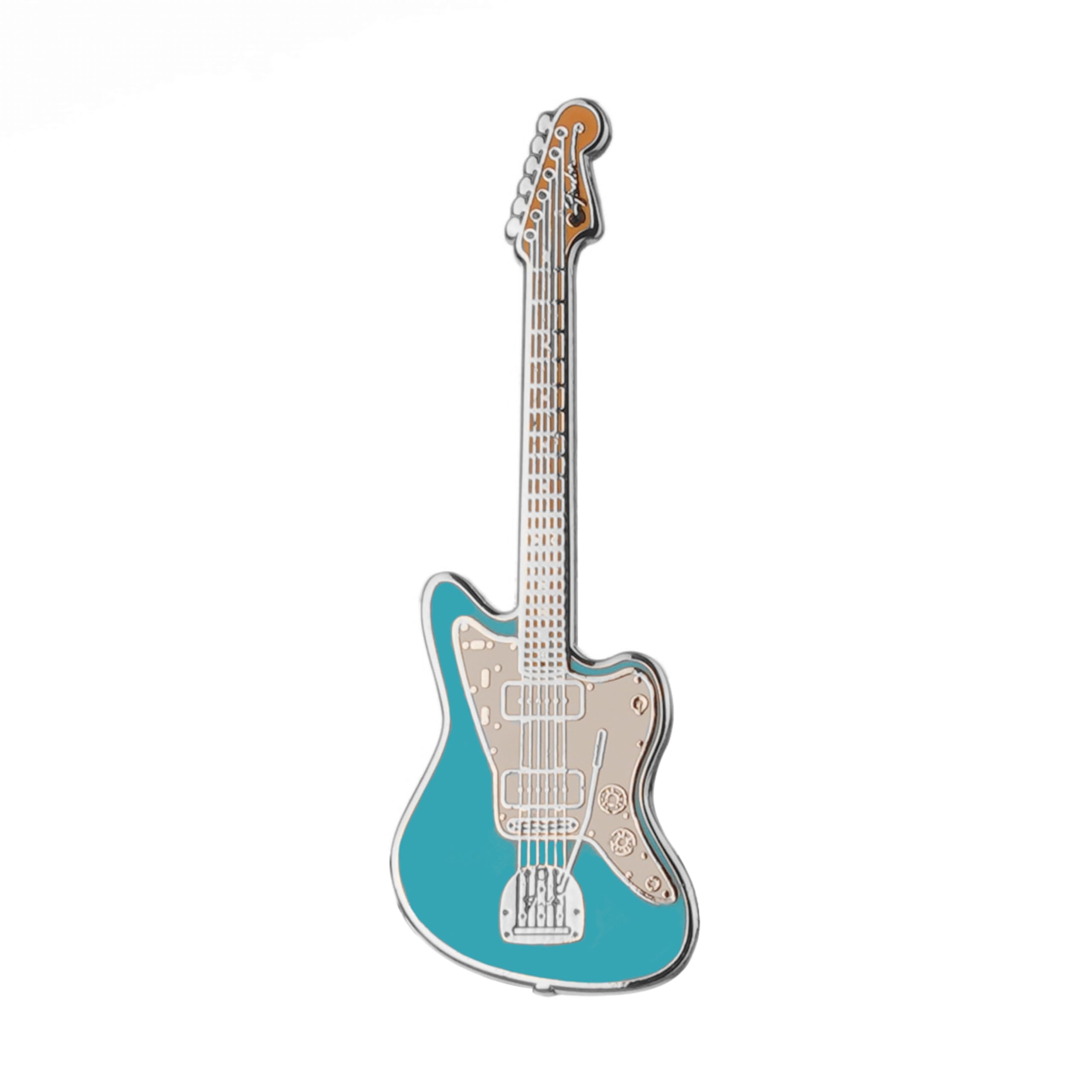Geepins Guitar Pin Badge | Miniature Jazzmaster Guitar Brooch | 52 mm Length | Wear on Backpack, Shirt, Jacket, Lapel, Hat, or Tie | Presented in a Guitar Case Gift Box