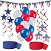 American Flag Party Decorations, Red White and Blue Patriotic Supplies - Pennant Flag Banner, 12 Balloons, 6 Stars and Stripes Hanging Swirls in two styles, Red Crepe Streamer, Blue Crepe Streamer primary