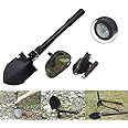 Hovico Military Portable Folding Shovel and Pickax, Small Compact Pickaxe with Carrying Pouch, Military Entrenching Survival Multitool for Camping, Hiking, Backpacking, Pouch Included - Black