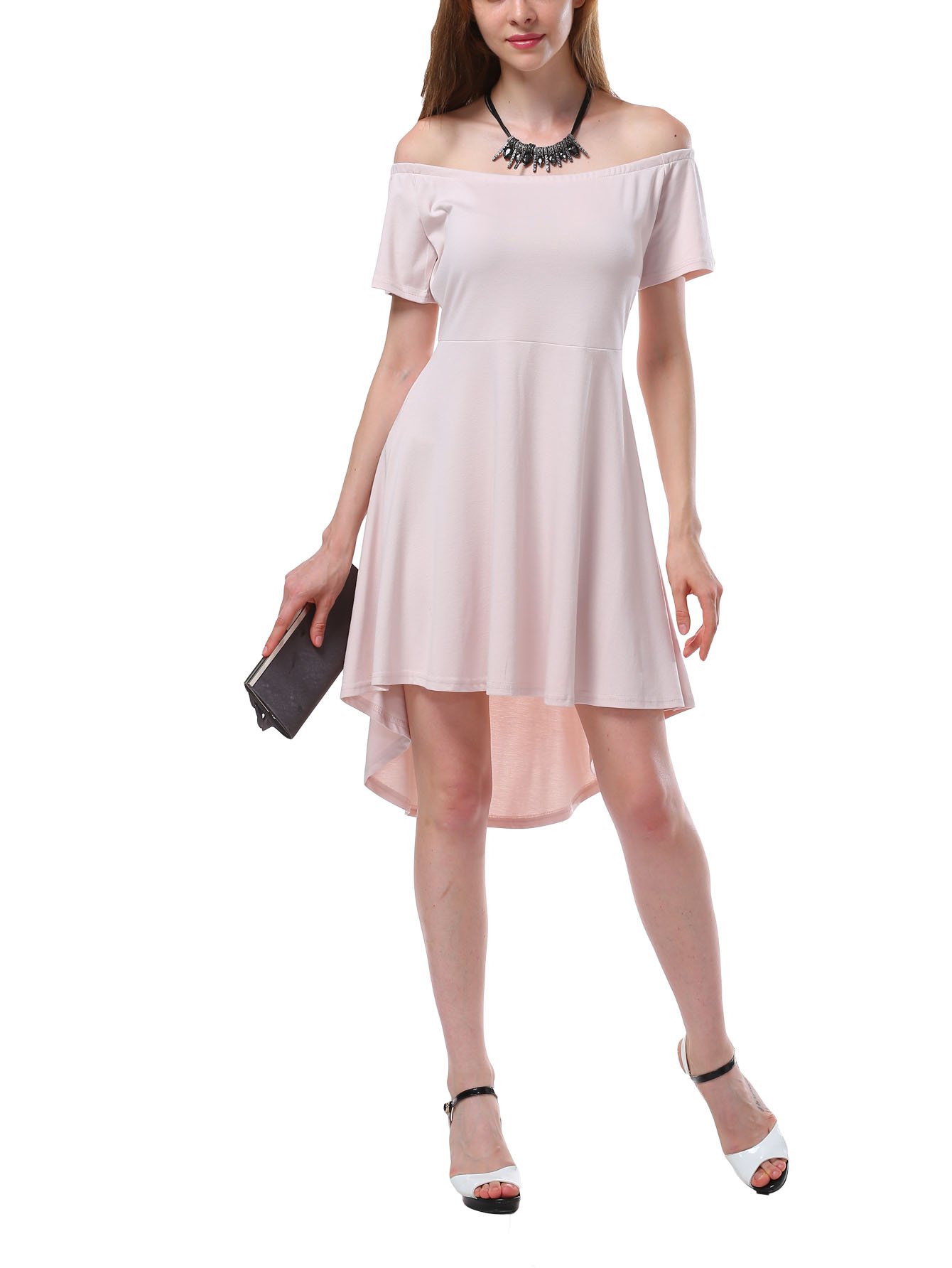 Angelady Women Sexy Off Shoulder Sleeve Flared Swing Party Skater Summer Dress