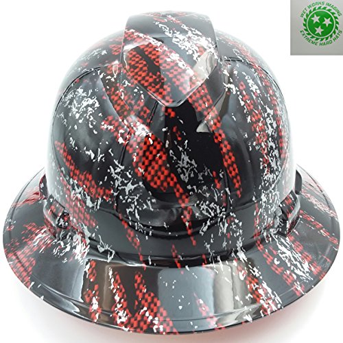 Wet Works ImagingCustomized Pyramex Full Brim Hard hat Custom Hydro Dipped  in Ripping Out Skull Faces Killer HAT with Ratcheting Suspension