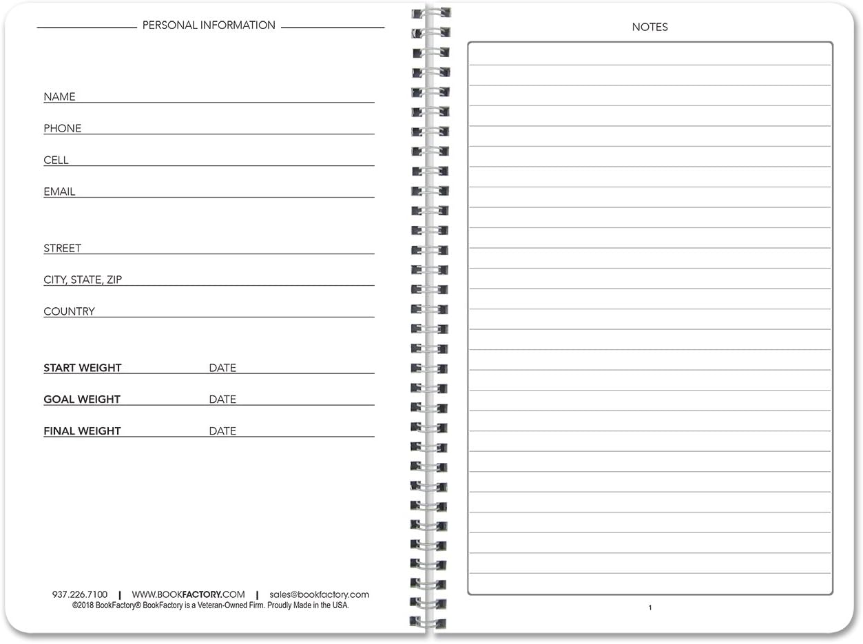 BookFactory Food and Health Journal/Food Diary/Fitness Journal Notebook, 186 Pages, 6" x 9" Durable Thick Translucent Cover - Image 3