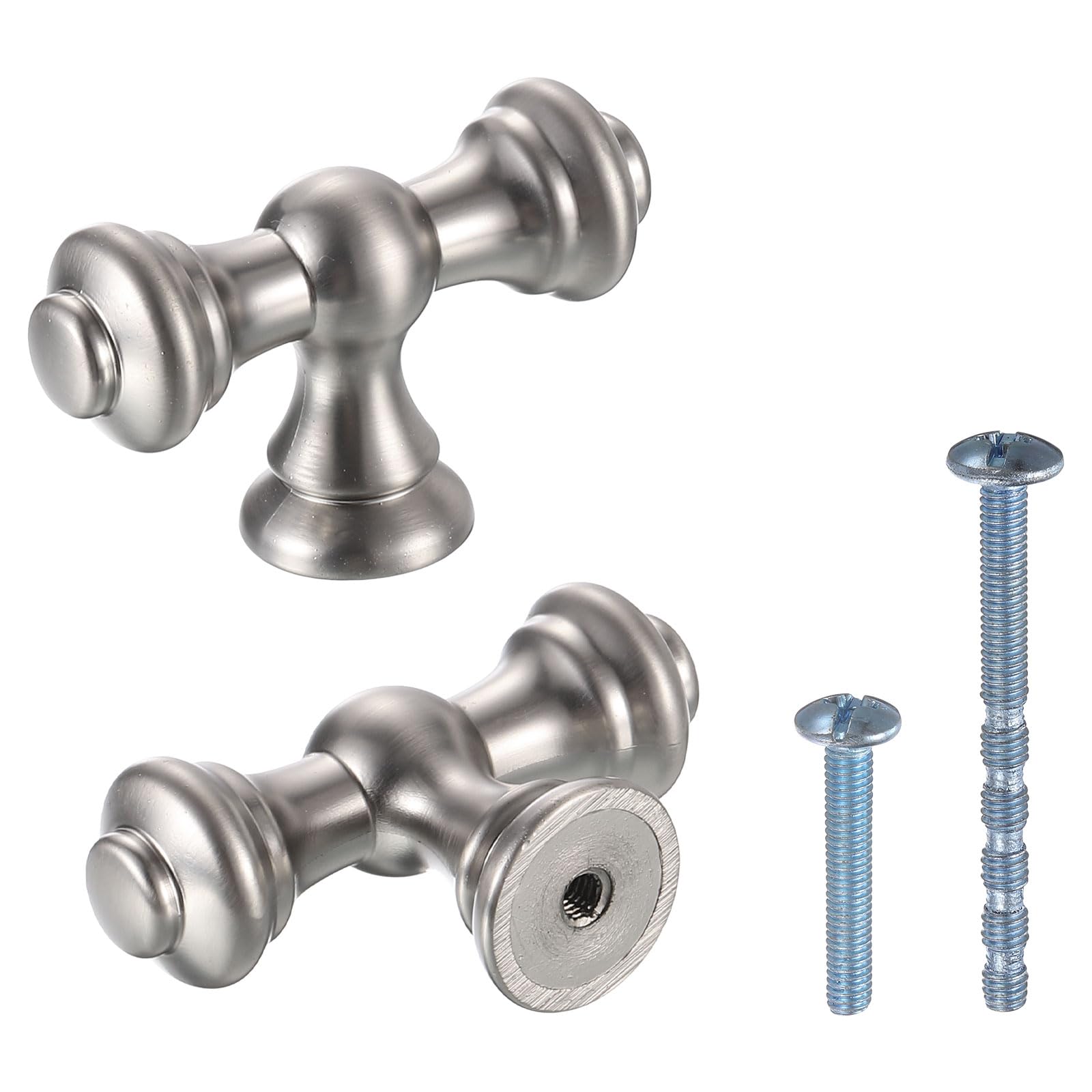Uxcell 6pcs Brushed Nickel Kitchen Knobs, Single Hole Kitchen Drawer Handles Zinc Kitchen Dresser Knobs Drawer Straight Knobs Hardware Pulls for Kitchen Cupboard