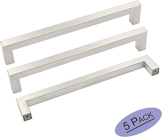 5pack Goldenwarm Square Bar Cabinet Pull Drawer Handle Brushed