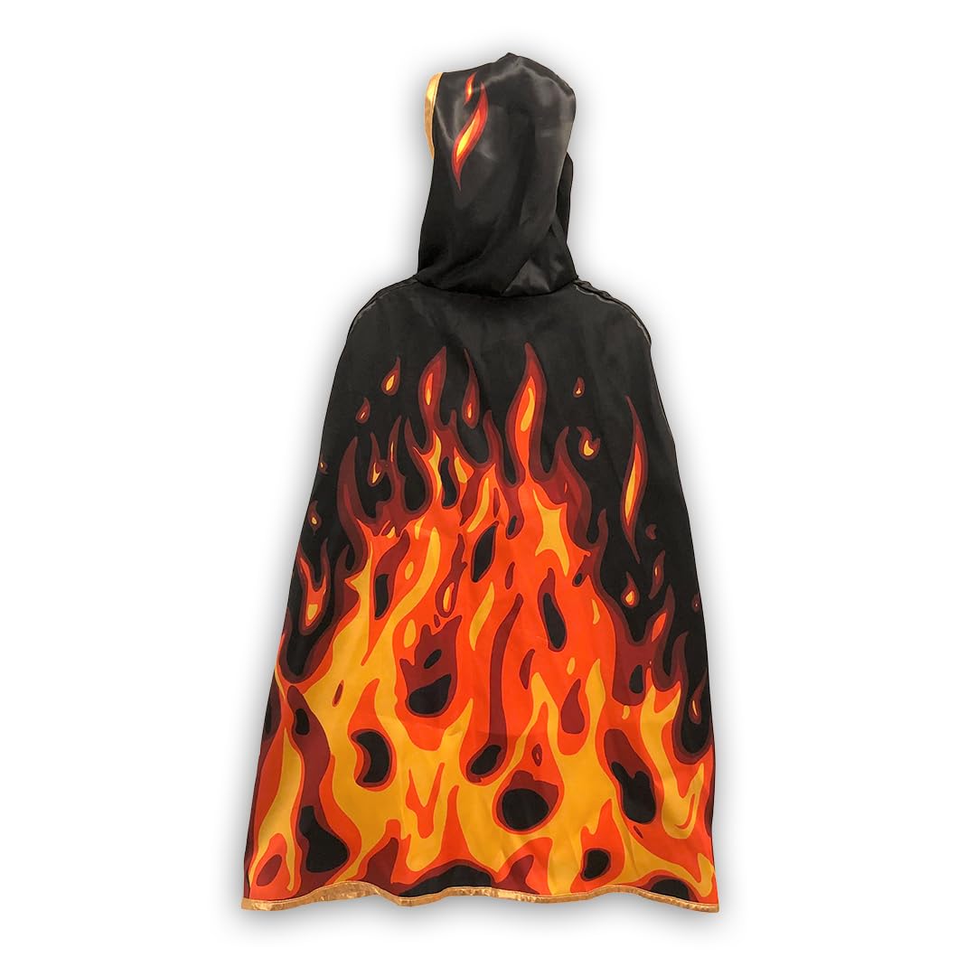 Liontouch - Fantasy Fire Flame Cape | Age 3-8 Years – One Size Fits All | Medieval Pretend Play Cloak For Boys & Girls | Ideal For Kid’s Roaring Fire Dress Up, Fancy Dresses & Royal Costumes