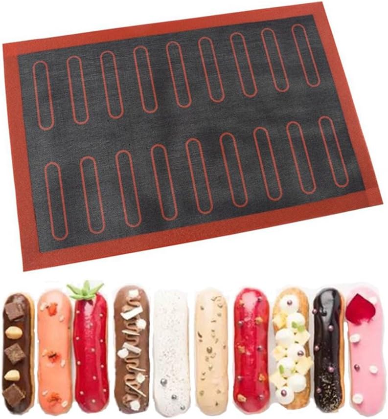 Silicone Mat 18/44 Eclair Pastry Non Stick Liner Perforated Macaron Cookie Tart Bread Mold For Baking