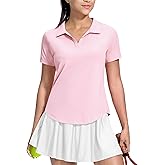 MIER Polo Shirts for Women V Neck Short Sleeve Golf Tennis Shirts Quick Dry Soft UPF 50+ Collared Active Tops, Lightweight