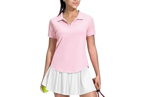 MIER Polo Shirts for Women V Neck Short Sleeve Golf Tennis Shirts Quick Dry Soft UPF 50+ Collared Active Tops, Lightweight