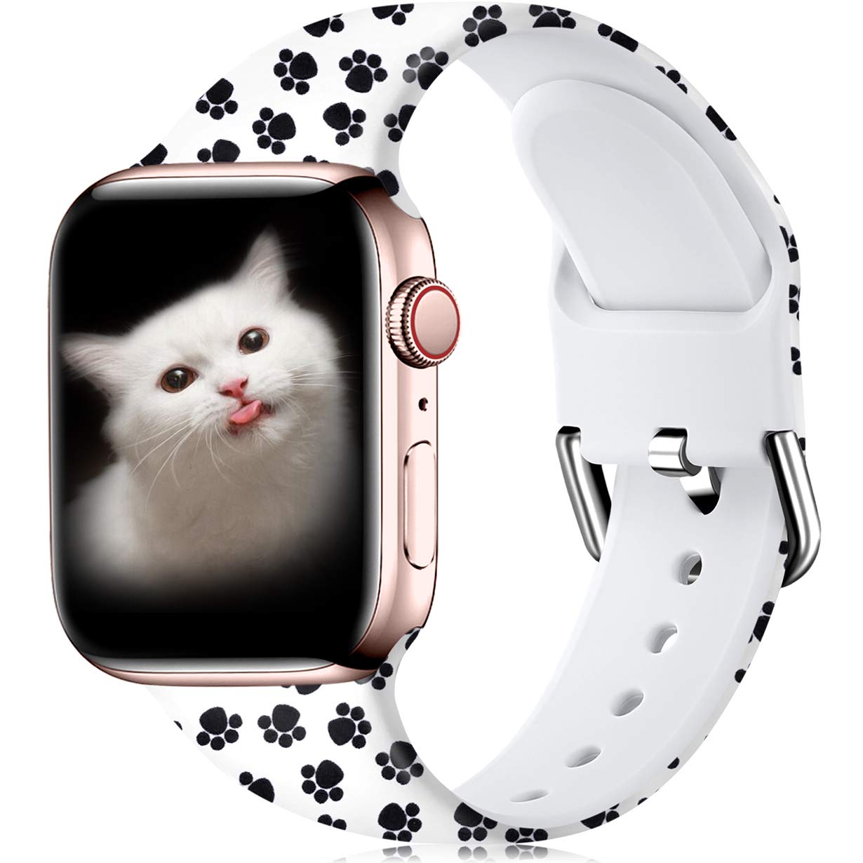 Wepro Replacement Strap Compatible with Apple Watch Strap 45mm 44mm 42mm 46mm 49mm, Pattern Printed Soft Silicone Wrist Bands for Apple Watch SE/Ultra/Ultra 2/iWatch Series 10/9/8/7/6/5/4/3/2/1, Paw
