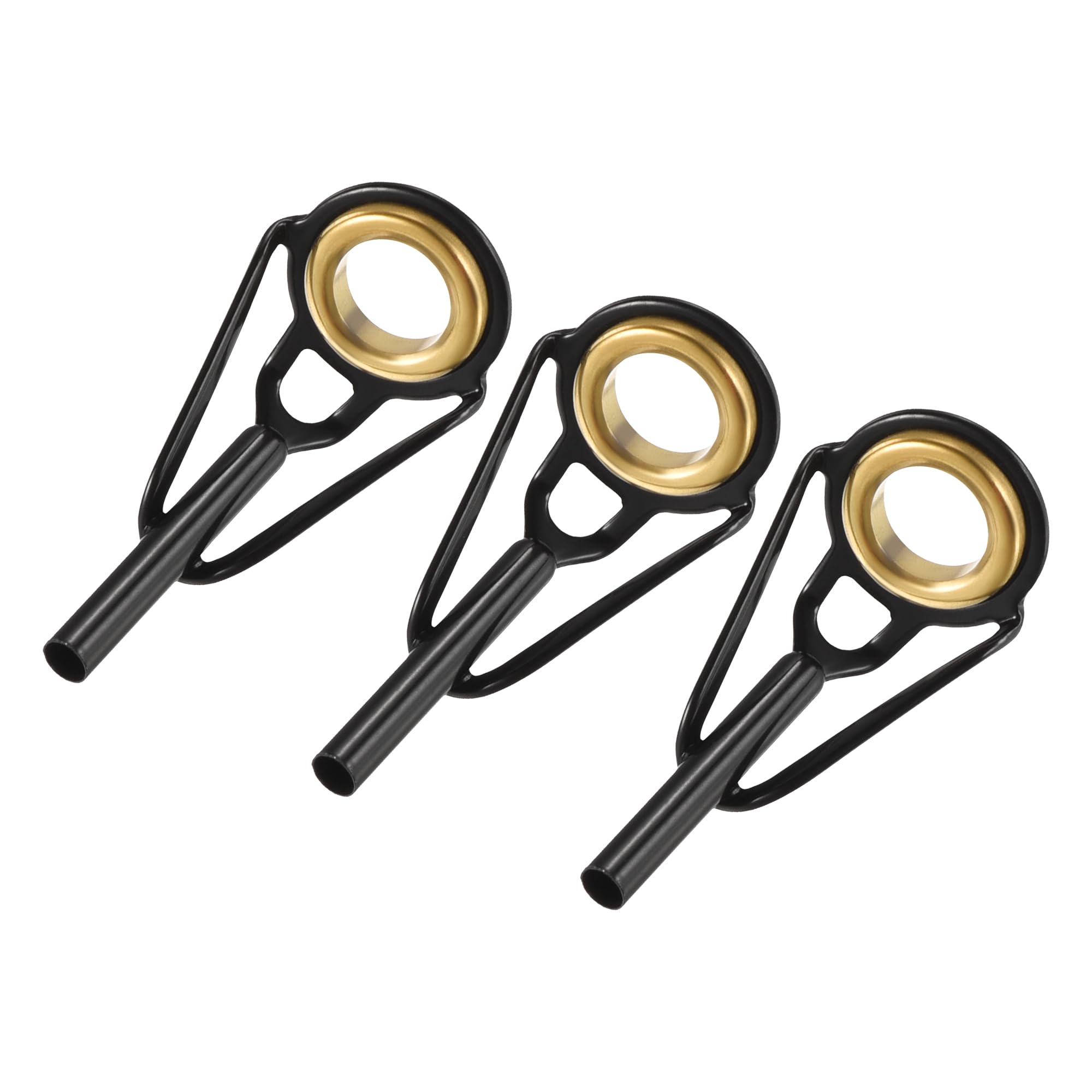 M METERXITY 3 Pack Fishing Rod Tips Repair Kit - Stainless Steel Ring Guide Replacement, Corrosion-Resistant, Apply to Fishing Rod (2mm Tube Dia, Black)