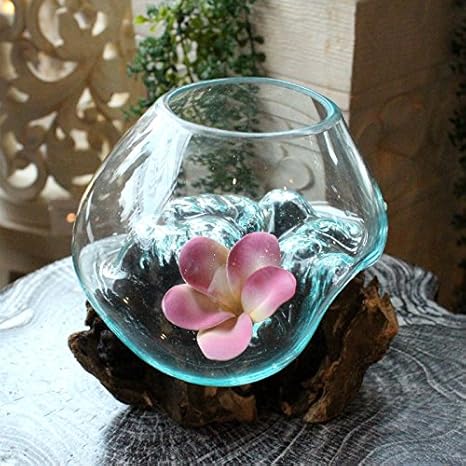Amazon ガラスと流木のオブジェ 置物 ナチュラル 花器 テラリウム アクアリウム リゾート インテリア アジアン雑貨 置物 オブジェ オンライン通販