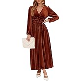 Sissyaki Women's Long Sleeve Velvet Dresses Fall Winter Long Dress Wedding Guest Party Maxi Dress