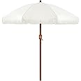 Yaheetech 7.5ft Patio Umbrella with Tassels, Fringe Portable Beach Umbrella, Umbrella Outdoor Patio with Crank Operating Mechanism, Tilting Aluminum Pole, Fiberglass Ribs For Garden, Pool, Cream