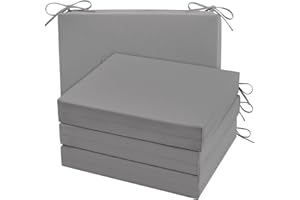 cozyide Outdoor Chair Cushions, Waterproof Patio Seat Cushions with Adjustable Straps, Square Corner Patio Chair Cushions for Garden, Light Grey, 18.5x16x3 Inch (Pack of 4)
