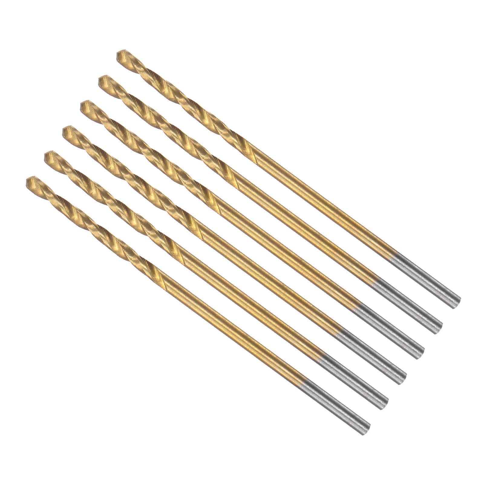 CoCud Twist Drill Bits, 1.3mm Drilling Diameter, Titanium Coated High Speed Steel 6542 Straight Round Shank - (Applications: for Stainless Steel Alloy Metal), 6-Pieces