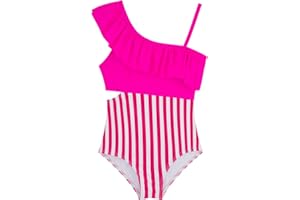 Alakuoti Girls One Piece Swimsuits Cutout Ruffle Bathing Suit Quick Dry Beach Swimwear with Adjustable Strap 5-14 Years
