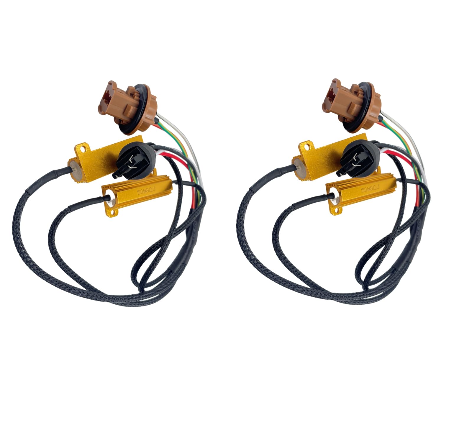 Photo 1 of 2 Pack 7443 LED Resistor Kit 50W 8 ohm Headlight Bulb Relay Harness Turn Signal Bulb Relay Harness Adapter Anti Flicker Error Decoder Warning Canceller