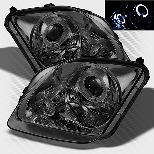Smoked 1997-2001 Honda Prelude Dual Halo Projector Headlights Smoke Head Lights Pair Left+Right 1998 1999 2000