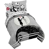 Jay Franco Disney Nightmare Before Christmas Moonlight 5 Piece Twin Bed Set - Includes Reversible Comforter & Sheet Set - Features Jack Skellington and Sally - Super Soft Microfiber