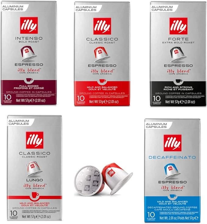 Illy Espresso Nespresso Compatible Coffee Capsules. All 5 Blends