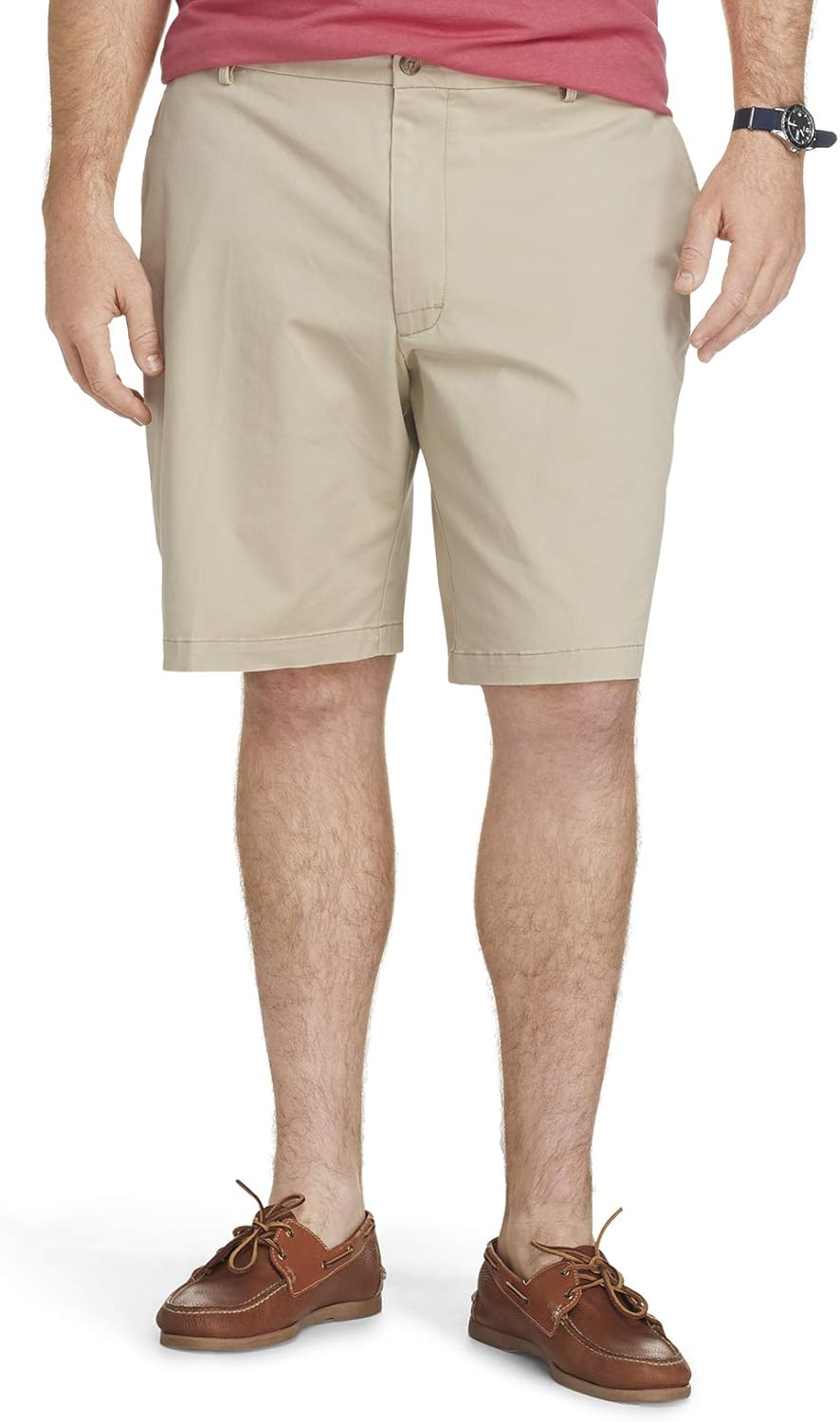 IZOD Men's Big & Tall Saltwater 9.5" Flat Front Chino Short at  Men’s Clothing store