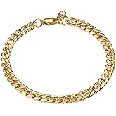 PROSTEEL Stainless Steel Bracelet for Men Women, Stylish Cuban Link Bracelets, Black/18K Gold Plated, W:4.8mm/6mm/10mm/14mm, L:19cm/21cm, Come Box
