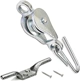 Banner Galvanized Steel Washing Line Pulley with Cleat Hook & Screws Set view 2