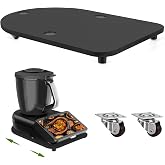 Bamboo Slider for Thermomix TM7 | Countertop Roller Board with Rubber Wheels, Noise-free | Rolling Tray with Non-Slip Feet &amp; Secure-Fit Grooves | TM7 Accessories to Protect Sensitive Scale Black
