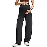 G4Free Adjustable Waist Lounge Sweatpants Maternity Trouser Pregnancy Yoga Pants Over Bump Stretchy Style(Black,S,Regular)