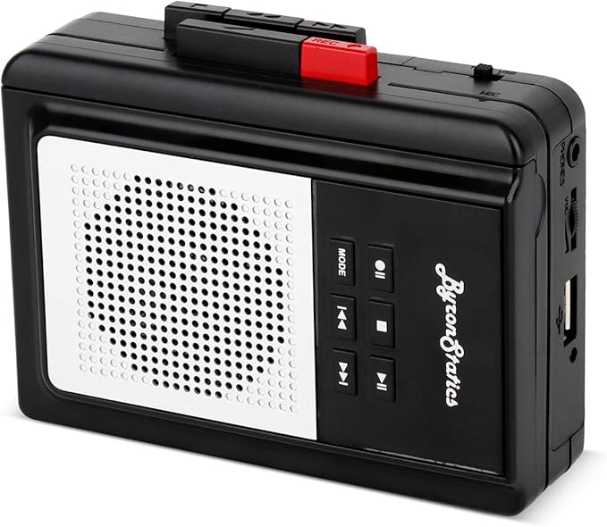 Byron Statics Portable Cassette Players Recorders, Converter Cassette Audio to USB Flash, Built