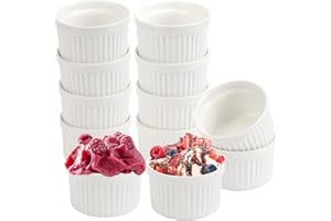 SGAOFIEE 12 PACK 4 oz Ramekins, Porcelain Ramekin bowls, Oven Safe Classic Ramekins for Baking Souffle Creme Brulee