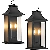 tewei 2-Pack Large Outdoor Wall Lights, 22'' Porch Light Outdoor Wall Sconce Lantern, Black Exterior Lighting Fixture Wall Mo